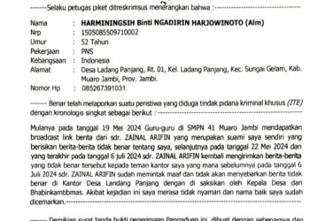 Tak Terima Namanya Dicemarkan, Kepala SMPN 41 Muaro Jambi Lapor ke Polda