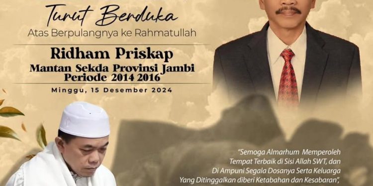 Eks Sekda Jambi Ridham Priskap Tutup Usia, Gubernur Al Haris Ucapkan Rasa Duka