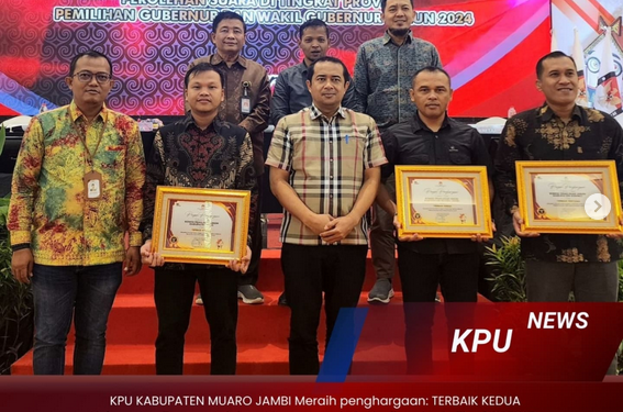 KPU Muaro Jambi Raih Terbaik Ke-2 Kabupaten Tercepat dalam Mengunggah C-Hasil pada Aplikasi SIREKAP Pilkada Serentak Tahun 2024 di Provinsi Jambi
