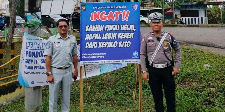 Pemasangan Spanduk Keselamatan Berlalu Lintas di Kecamatan Bangko untuk Tingkatkan Kesadaran Pengguna Jalan